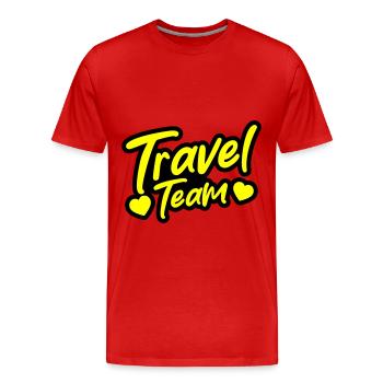 Travel Team - Männer Premium Bio T-Shirt - Rot - Vorne - Damien (186cm)