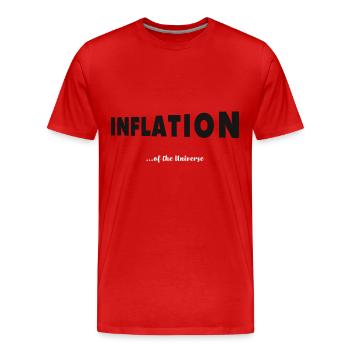 Lettrage INFLATION de l’Univers, noir et blanc - T-shirt bio Premium Homme - rouge - Devant - Damien (186cm)