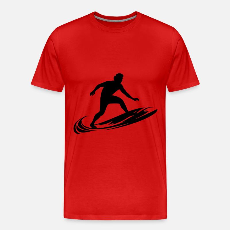 Surfer Mann Silhouette - Männer Premium Bio T-Shirt - Rot