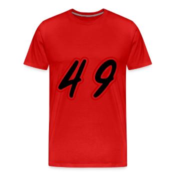 49 Symbole numérique - T-shirt bio Premium Homme - rouge - Devant - Damien (186cm)