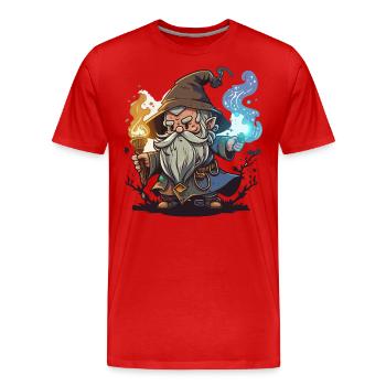 Mystische Magie - Männer Premium Bio T-Shirt - Rot - Vorne - Damien (186cm)