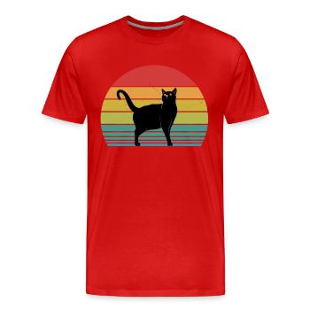 Katzenliebhaber - Männer Premium Bio T-Shirt - Rot - Vorne - Damien (186cm)