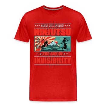 Le drôle de t-shirt Ninjtusu - Ninja, Japan Design - T-shirt bio Premium Homme - rouge - Devant - Damien (186cm)
