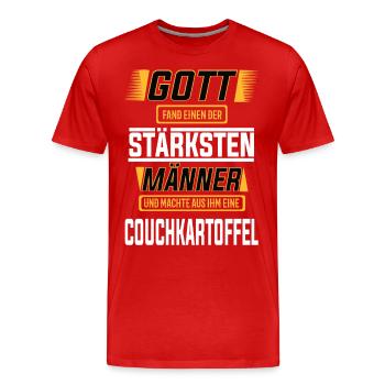 Couchkartoffel, einer der stärksten Männer - Männer Premium Bio T-Shirt - Rot - Vorne - Damien (186cm)