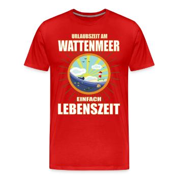 Urlaubszeit am Wattenmeer - einfach Lebenszeit - Männer Premium Bio T-Shirt - Rot - Vorne - Damien (186cm)