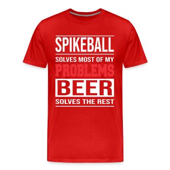 Spikeball solves Most of my Problems - Männer Premium Bio T-Shirt - Rot - Vorne - Damien (186cm)