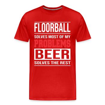 Floorball solves Most of my Problems - Männer Premium Bio T-Shirt - Rot - Vorne - Damien (186cm)