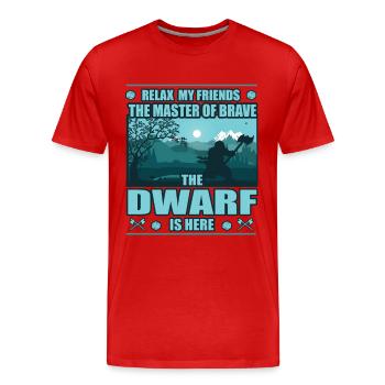 Zwerg, der Meister des Mutes, Zwergen Design - Männer Premium Bio T-Shirt - Rot - Vorne - Damien (186cm)