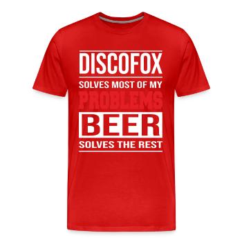Discofox solves problems, beer solves the rest - Men's Premium Organic T-Shirt - red - Front - Damien (186cm)