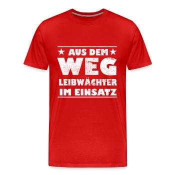 Out of the Way Bodyguard in Action Design - Men's Premium Organic T-Shirt - red - Front - Damien (186cm)