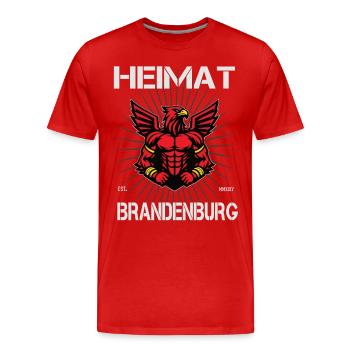 Home Brandenburg with muscular Brandenburg eagle - Men's Premium Organic T-Shirt - red - Front - Damien (186cm)