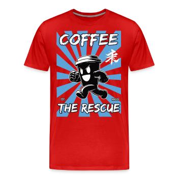 kaffee die rettung - Männer Premium Bio T-Shirt - Rot - Vorne - Damien (186cm)