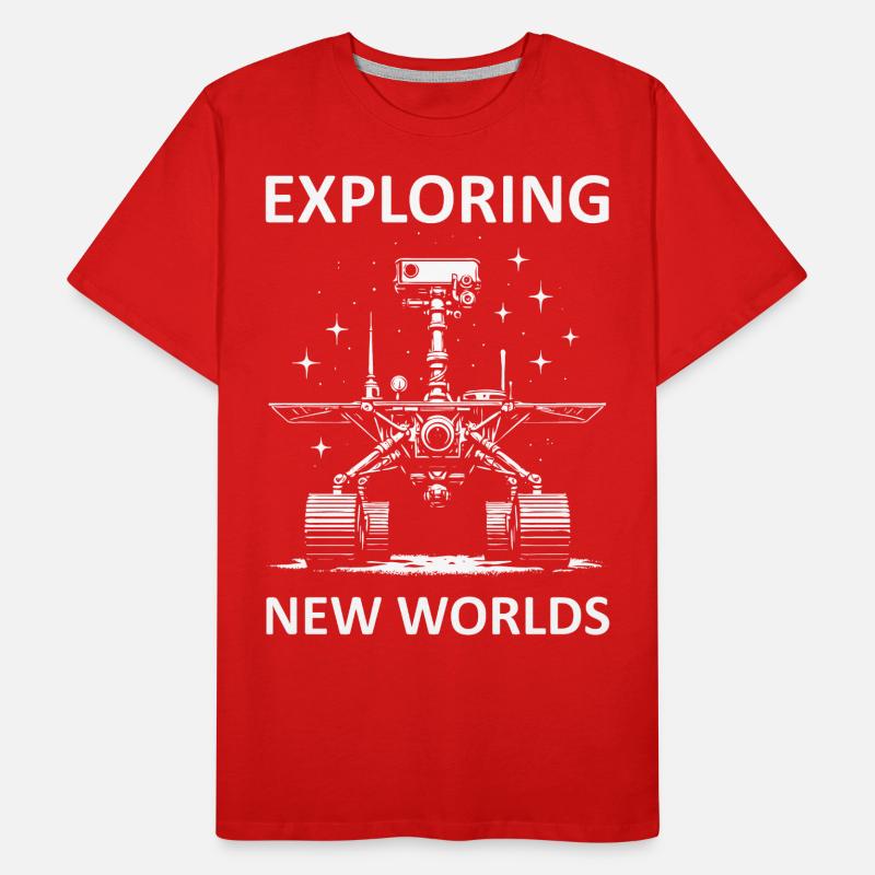 Cool Mars rover design with the saying: Exploring Men's Premium Organic T-Shirt