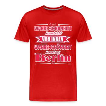 La vraie beauté vient du design berlinois - T-shirt bio Premium Homme - rouge - Devant - Damien (186cm)