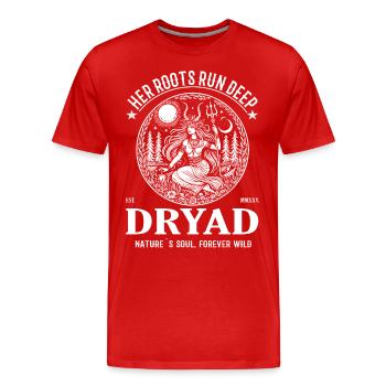 La Dryade, de la forêt de la mythologie grecque - T-shirt bio Premium Homme - rouge - Devant - Damien (186cm)