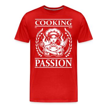 Cooking Passion – Passion for the Cook - Men's Premium Organic T-Shirt - red - Front - Damien (186cm)