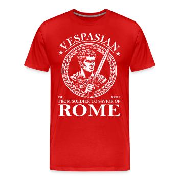 Vespasien – Du soldat au sauveur de Rome - T-shirt bio Premium Homme - rouge - Devant - Damien (186cm)