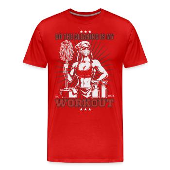 Cleaning Ladies Design - Cleaning is my workout - Men's Premium Organic T-Shirt - red - Front - Damien (186cm)