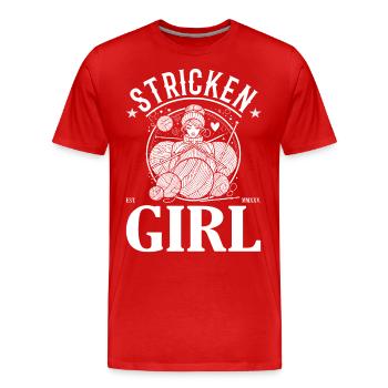 Knitting Girl – Handmade & Love in Every Stitch - Men's Premium Organic T-Shirt - red - Front - Damien (186cm)