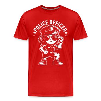 Funny Policewoman – Cool Comic Motif for Strong - Men's Premium Organic T-Shirt - red - Front - Damien (186cm)