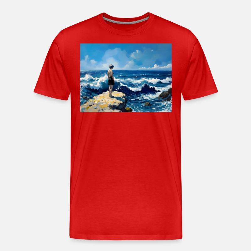 Mama am Strand 11 - Männer Premium Bio T-Shirt - Rot