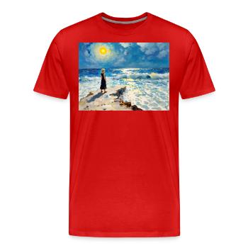 Mom on the Beach 12 - Men's Premium Organic T-Shirt - red - Front - Damien (186cm)