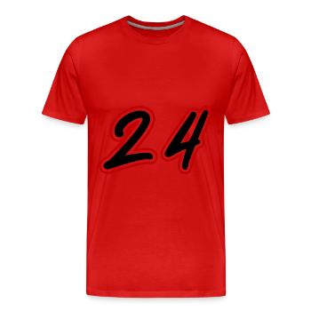 24 Symbole numérique - T-shirt bio Premium Homme - rouge - Devant - Damien (186cm)