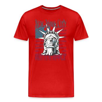 Steampunk NY City verdorbener Apfel USA US Flag - Männer Premium Bio T-Shirt - Rot - Vorne - Damien (186cm)