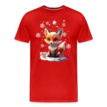 Süßer niedlicher Fuchs im Winter Geschenk - Männer Premium Bio T-Shirt - Rot - Vorne - Damien (186cm)