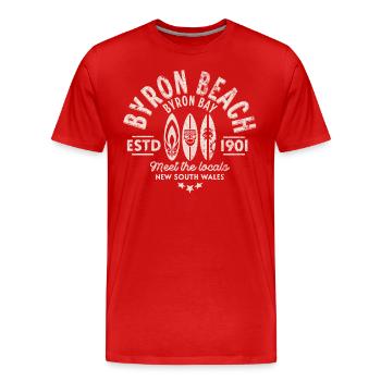 Byron beach surf - T-shirt bio Premium Homme - rouge - Devant - Damien (186cm)