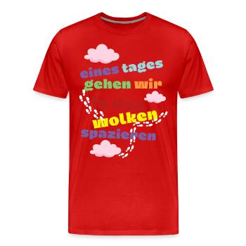 eines Tages - Wolken - Trauer und Verlust Motiv - Männer Premium Bio T-Shirt - Rot - Vorne - Damien (186cm)