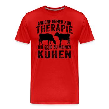 andere gehen zur therapie ich gehe zu meinen kühen - Männer Premium Bio T-Shirt - Rot - Vorne - Damien (186cm)