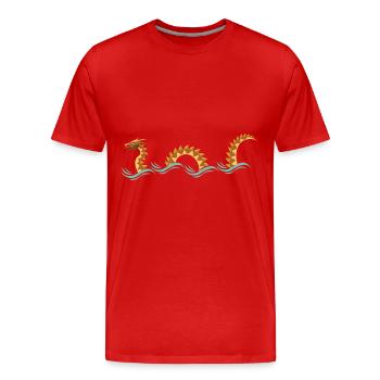 Monstre de la mer jaune, conception du serpent de mer jaune - T-shirt bio Premium Homme - rouge - Devant - Damien (186cm)
