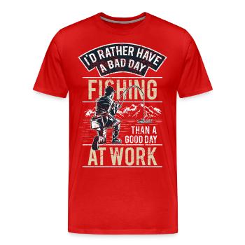 FISHING - Funny Angler Shirt Father's Day Gift - Men's Premium Organic T-Shirt - red - Front - Damien (186cm)