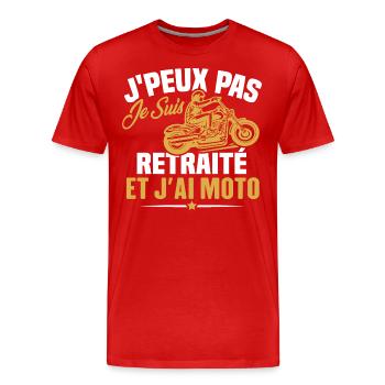 Cadeau J'peux pas je suis retraité et j'ai moto - T-shirt bio Premium Homme - rouge - Devant - Damien (186cm)