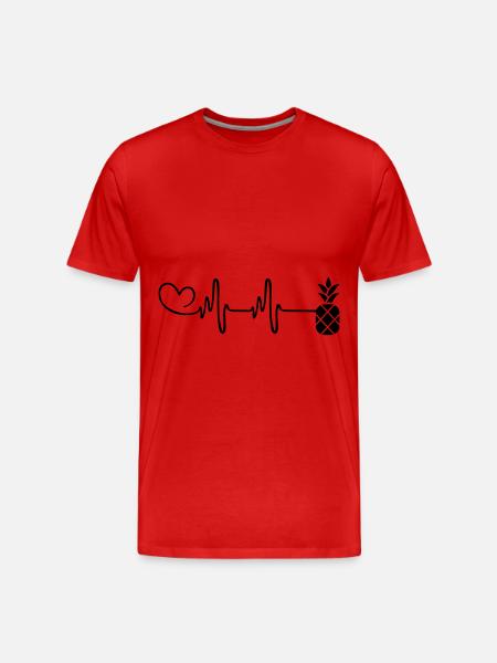 Ananas Puls Herz - Männer Premium Bio T-Shirt - Rot