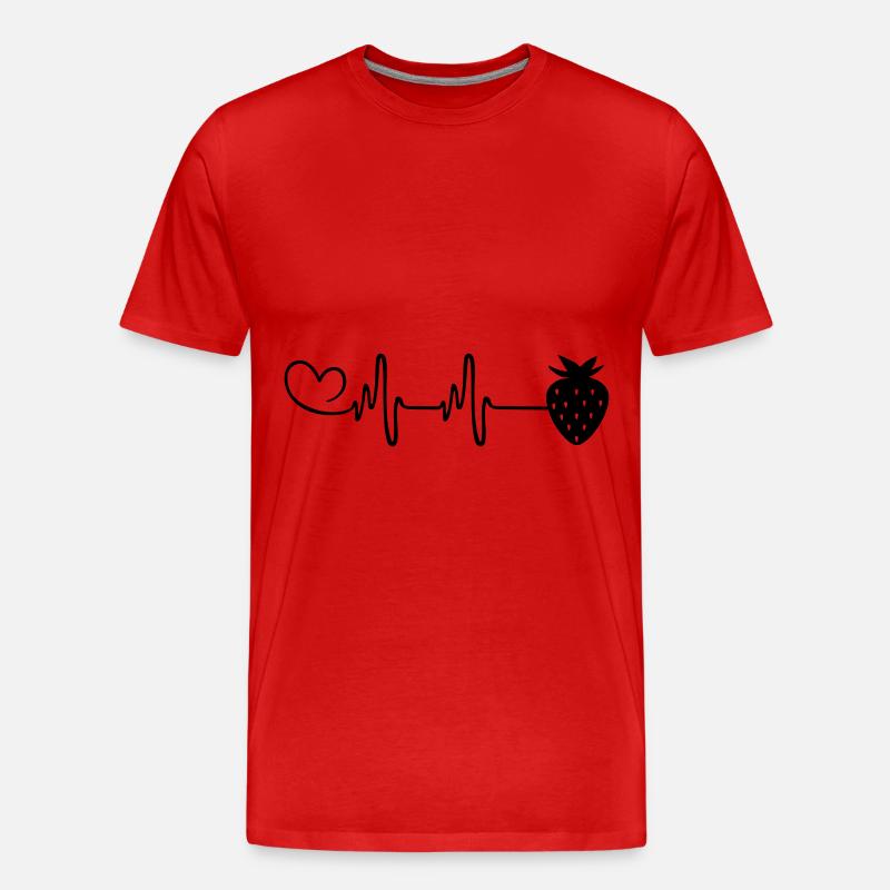 Erdbeere Icon Puls Herzschlag - Männer Premium Bio T-Shirt - Rot