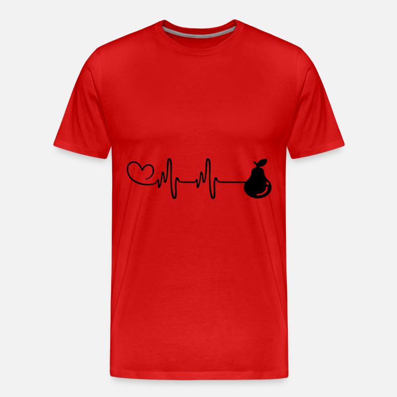 Birne Puls Herz - Männer Premium Bio T-Shirt - Rot