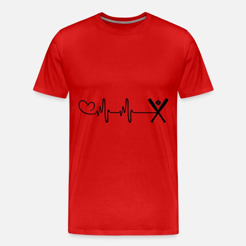 Baseball Puls Herz - Männer Premium Bio T-Shirt - Rot