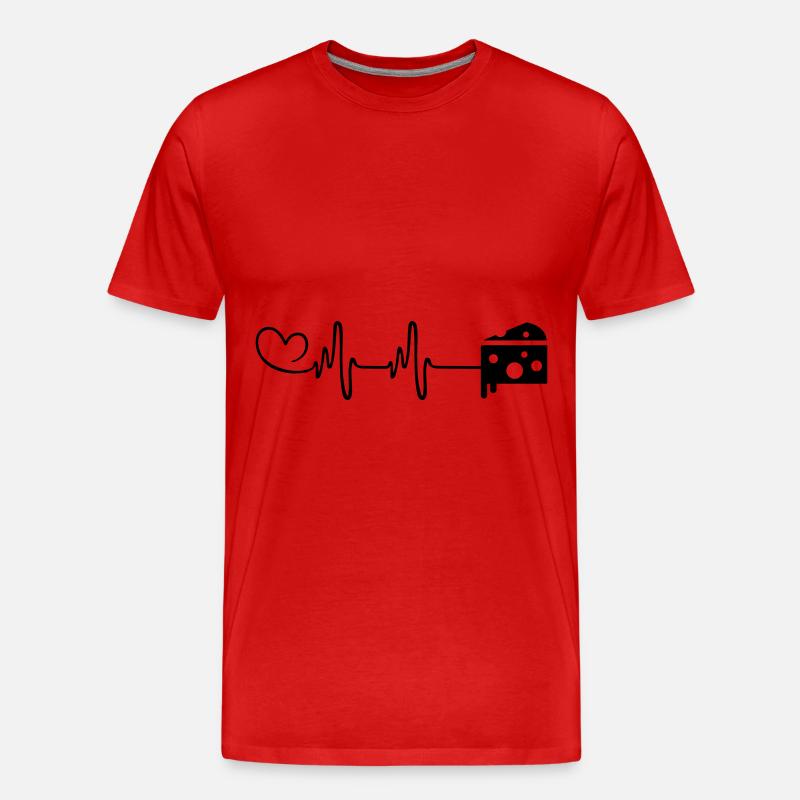 Käse Puls Herzschlag - Männer Premium Bio T-Shirt - Rot