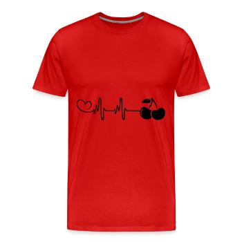 Cerises pulser le rythme cardiaque - T-shirt bio Premium Homme - rouge - Devant - Damien (186cm)