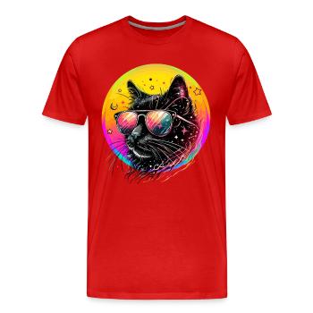 Chat chats maman néon lunettes de soleil 80 ' s Disco - T-shirt bio Premium Homme - rouge - Devant - Damien (186cm)