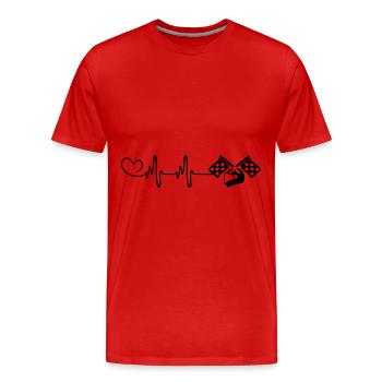 Rennfahrer Puls Herz - Männer Premium Bio T-Shirt - Rot - Vorne - Damien (186cm)