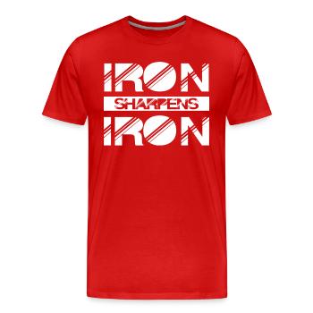 Iron Sharpens Iron Christian Workout Iron - T-shirt bio Premium Homme - rouge - Devant - Damien (186cm)