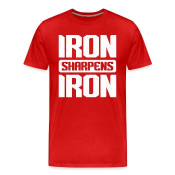 Iron Sharpens Iron Christian Workout Iron - Männer Premium Bio T-Shirt - Rot - Vorne - Damien (186cm)