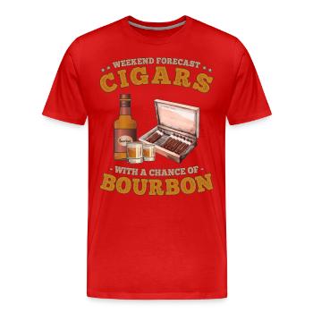 Weekend Forecast Cigars with a Chance of Whiskey - Men's Premium Organic T-Shirt - red - Front - Damien (186cm)