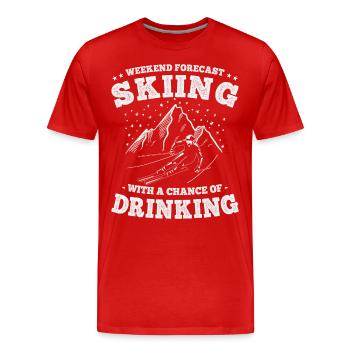 Wochenendprognose Skifahren und Trinken Lustige Ski - Männer Premium Bio T-Shirt - Rot - Vorne - Damien (186cm)