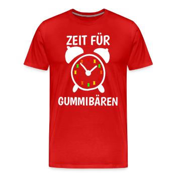 Zeit für Gummibären! Gummibär Uhr Süßigkeit - Männer Premium Bio T-Shirt - Rot - Vorne - Damien (186cm)
