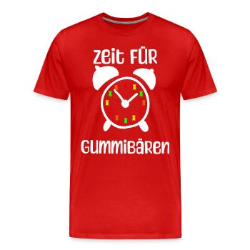 Zeit für Gummibären! Gummibär Uhr Süßigkeit - Männer Premium Bio T-Shirt - Rot - Vorne - Damien (186cm)