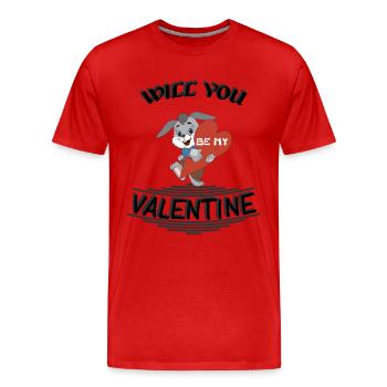 Will you be my valentine - Männer Premium Bio T-Shirt - Rot - Vorne - Damien (186cm)